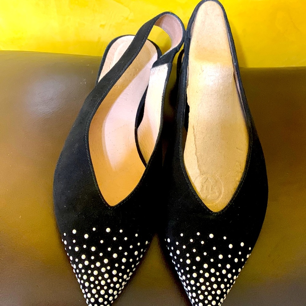 Hispanitas leather flat sling back shoes.